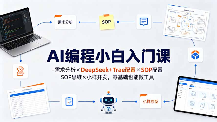 AI编程小白入门课-需求分析×DeepSeek+Trae配置×SOP思维×小样开发，零基础也能做工具-87副业网 - 互联网副业项目资源分享平台
