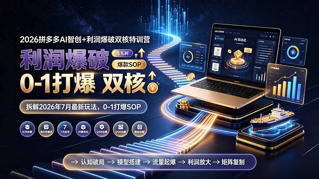 2026拼多多AI智创+利润爆破双核特训营-更新:拆解2026年7月最新玩法,0-1打爆SOP-87副业网 - 互联网副业项目资源分享平台