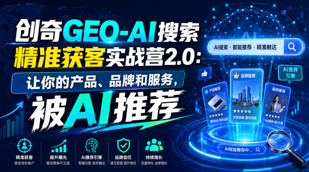 创奇GEO-AI搜索精准获客实战营2.0：让你的产品、品牌和服务，被AI推荐-87副业网 - 互联网副业项目资源分享平台