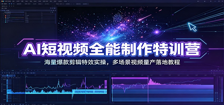 AI短视频全能制作特训营:海量爆款剪辑特效实操,多场景视频量产落地教程-87副业网 - 互联网副业项目资源分享平台