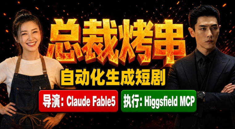 Claude Fable5担任导演+Higgsfield MCP落地执行｜《总裁烤串》真人质感短剧全自动AI生成全流程教学-87副业网 - 互联网副业项目资源分享平台