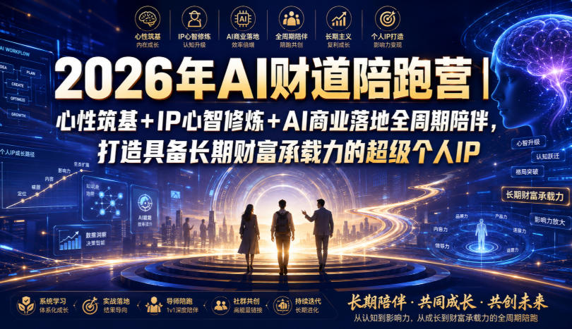 2026年AI财道陪跑营｜心性筑基+IP心智修炼+AI商业落地全周期陪伴，打造具备长期财富承载力的超级个人IP-87副业网 - 互联网副业项目资源分享平台