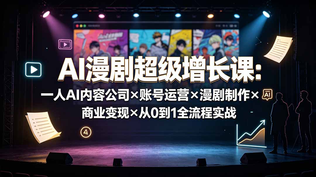 AI漫剧超级增长课：一人AI内容公司×账号运营×漫剧制作×商业变现×从0到1全流程实战-87副业网 - 互联网副业项目资源分享平台