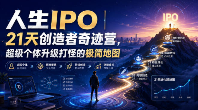 人生IPO︱21天创造者奇迹营，​超级个体升级打怪的极简地图-87副业网 - 互联网副业项目资源分享平台