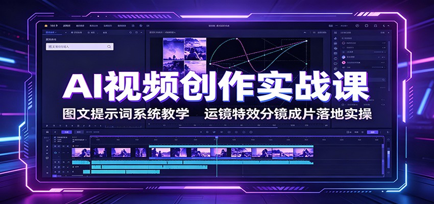 AI视频创作实战课：图文提示词系统教学，运镜特效分镜成片落地实操-87副业网 - 互联网副业项目资源分享平台