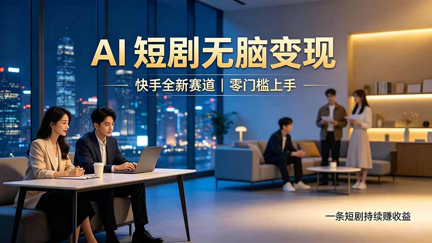 别乱找副业了，快手 AI 短剧零门槛长久被动增收-87副业网 - 互联网副业项目资源分享平台