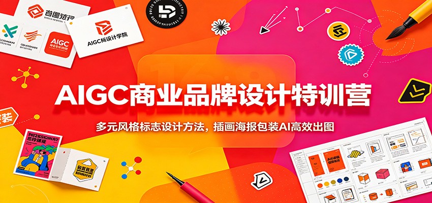 AIGC商业品牌设计特训营：多元风格标志设计方法，插画海报包装AI高效出图-87副业网 - 互联网副业项目资源分享平台