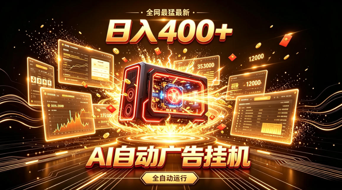 全网最猛最新的AI自动广告挂G，狠收益日入400+，真正做到躺賺式变现【揭秘】-87副业网 - 互联网副业项目资源分享平台