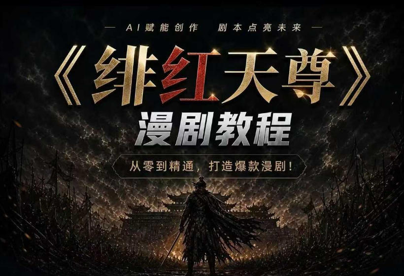 绯红天尊AI漫剧系统教程｜从零入门到精通，工具运用+剧本创作+爆款逻辑+提示词素材+镜头剪辑，全套爆款漫剧落地实战课-87副业网 - 互联网副业项目资源分享平台
