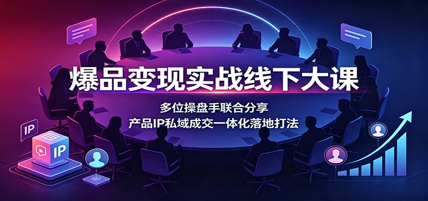 爆品变现实战线下大课：多位操盘手联合分享，产品IP私域成交一体化落地打法-87副业网 - 互联网副业项目资源分享平台