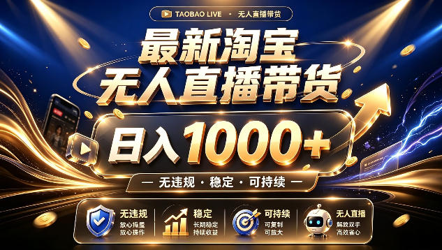拒绝死工资！最新淘宝无人直播带货日入1k+，无违规·稳定·可持续，让你睡觉都在进账【揭秘】-87副业网 - 互联网副业项目资源分享平台