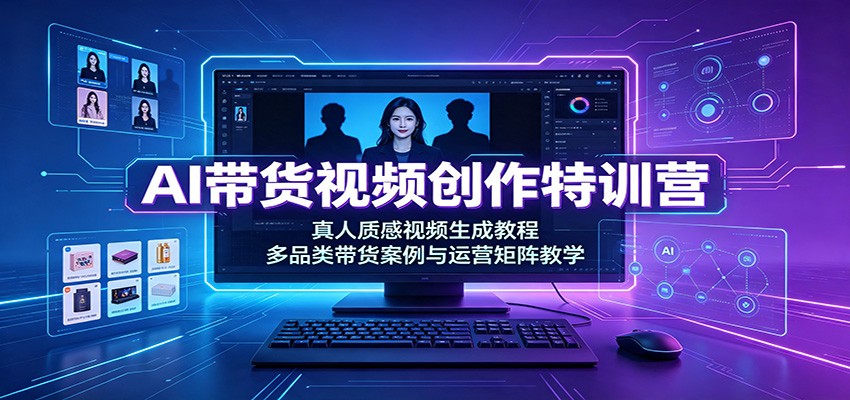 AI带货视频创作特训营：真人质感视频生成教程，多品类带货案例与运营矩阵教学-87副业网 - 互联网副业项目资源分享平台