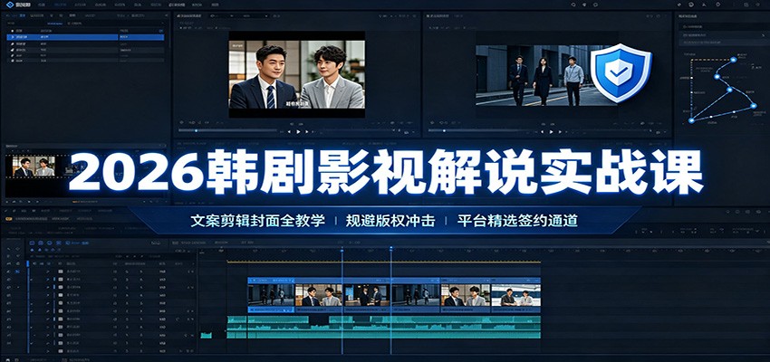 2026韩剧影视解说实战课：文案剪辑封面全教学，规避版权冲击平台精选签约通道-87副业网 - 互联网副业项目资源分享平台