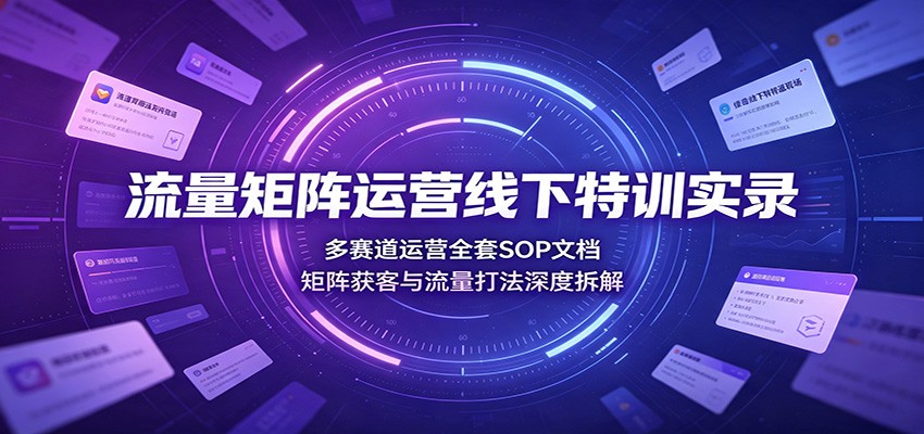 流量矩阵运营线下特训实录：多赛道运营全套SOP文档，矩阵获客与流量打法深度拆解-87副业网 - 互联网副业项目资源分享平台