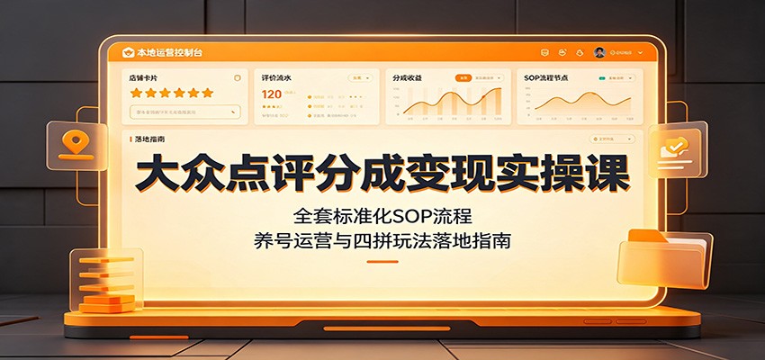 大众点评分成变现实操课:全套标准化SOP流程,养号运营与四拼玩法落地指南-87副业网 - 互联网副业项目资源分享平台