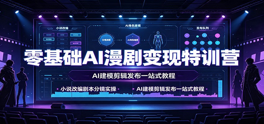 零基础AI漫剧变现特训营:小说改编剧本分镜实操,AI建模剪辑发布一站式教程-87副业网 - 互联网副业项目资源分享平台