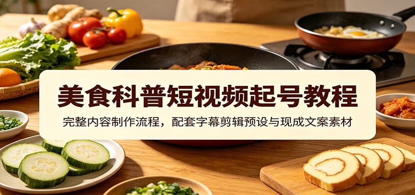 美食科普短视频起号教程:完整内容制作流程,配套字幕剪辑预设与现成文案素材-87副业网 - 互联网副业项目资源分享平台