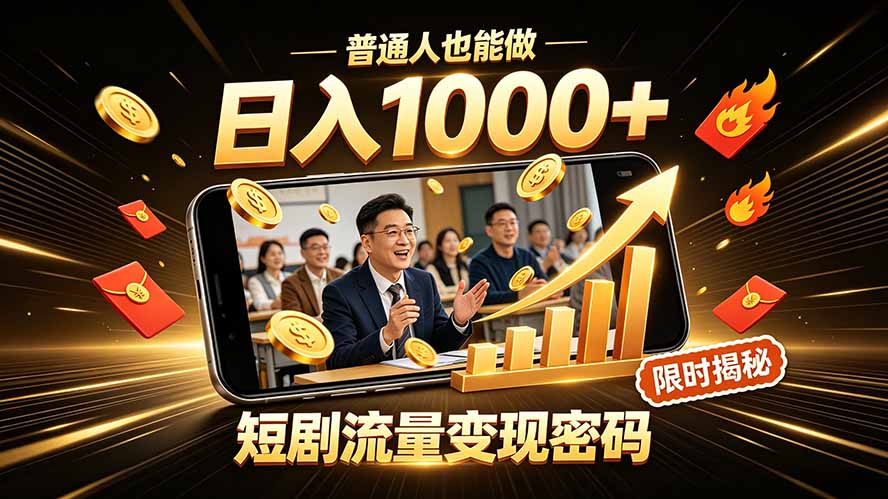 一部手机做短剧分发，不用真人出镜、不用拍摄剧本，快手流量变现日赚千元-87副业网 - 互联网副业项目资源分享平台