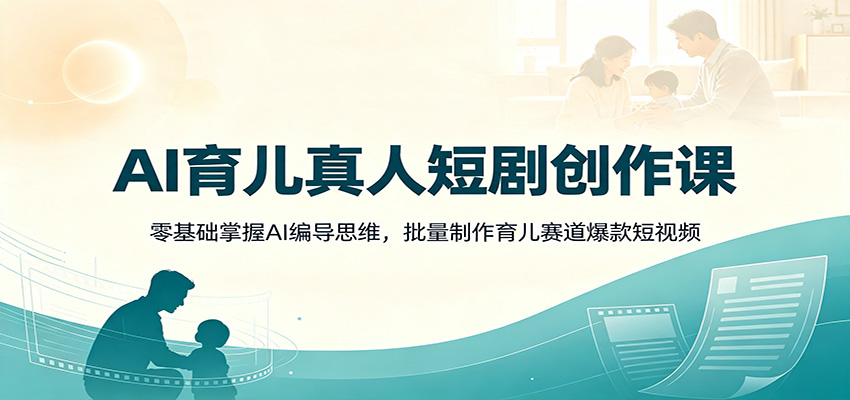 AI育儿真人短剧创作课:零基础掌握AI编导思维,批量制作育儿赛道爆款短视频-87副业网 - 互联网副业项目资源分享平台