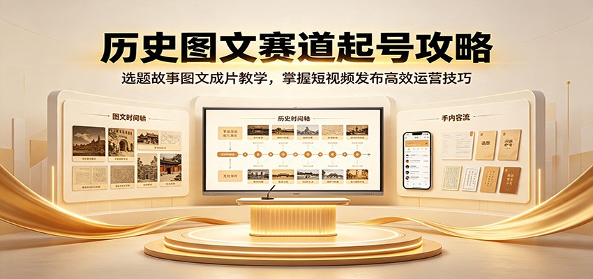 历史图文赛道起号攻略:选题故事图文成片教学,掌握短视频发布高效运营技巧-87副业网 - 互联网副业项目资源分享平台