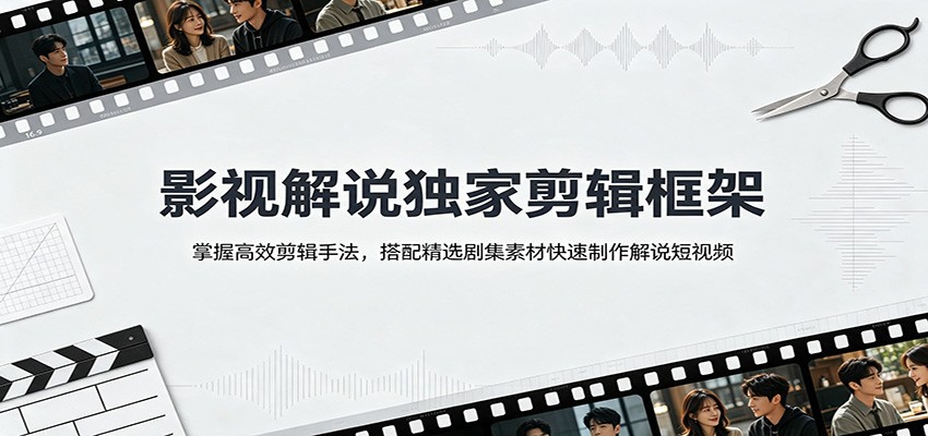 影视解说独家剪辑框架：掌握高效剪辑手法，搭配精选剧集素材快速制作解说短视频-87副业网 - 互联网副业项目资源分享平台