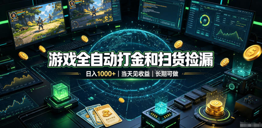 游戏全自动打金和扫货捡漏,日入1k+,当天见收益,长期可做!【揭秘】-87副业网 - 互联网副业项目资源分享平台