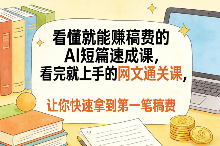 看懂就能賺稿费的AI短篇速成课，看完就上手的网文通关课，让你快速拿到第一笔稿费(更新8月)-87副业网 - 互联网副业项目资源分享平台
