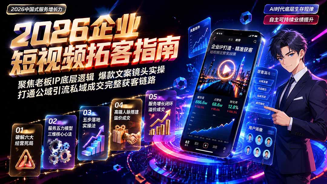 2026AI时代服务增长力实战课-无水印｜五力模型三维心法教学，破解门店客源流失低价内卷实现长效业绩增长-87副业网 - 互联网副业项目资源分享平台