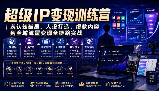 超级IP变现训练营｜从认知破局、人设打造、爆款内容到全域流量变现全链路实战-87副业网 - 互联网副业项目资源分享平台