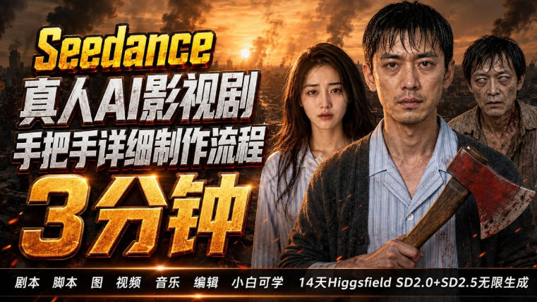 3分钟真人AI影视剧怎么做？SD 2.0手把手完整制作流程｜Higgsfield 14天SD 2.0/2.5无限生成-87副业网 - 互联网副业项目资源分享平台