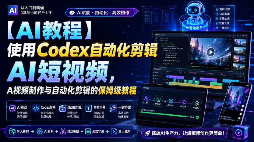 【AI教程】使用Codex自动化剪辑AI短视频,AI视频制作与自动化剪辑的保姆级教程-87副业网 - 互联网副业项目资源分享平台
