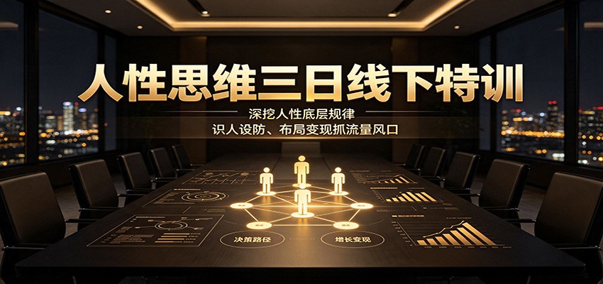人性思维三日线下特训：深挖人性底层规律，识人设防、布局变现抓流量风口-87副业网 - 互联网副业项目资源分享平台