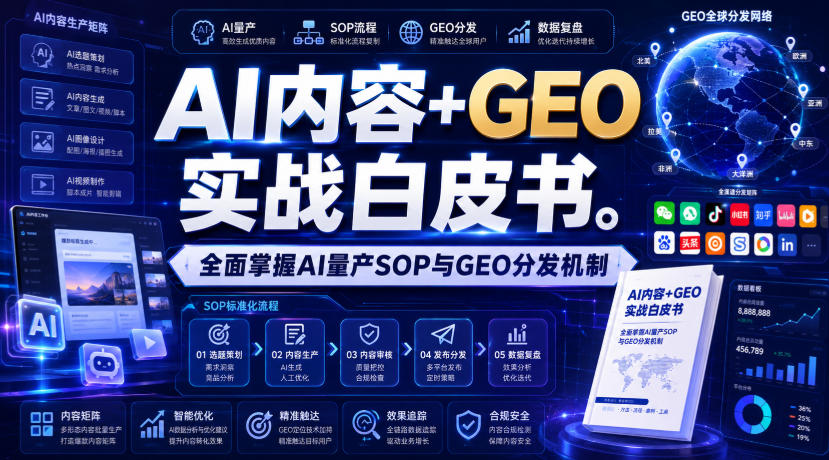 AI内容+GEO实战白皮书，全面掌握AI量产SOP与GEO分发机制【文档】-87副业网 - 互联网副业项目资源分享平台
