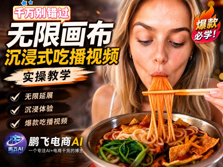 保姆级教程｜用AI无线画布做沉浸式吃播，3步直接出片，无线画布工作流，操作简单好上手-87副业网 - 互联网副业项目资源分享平台