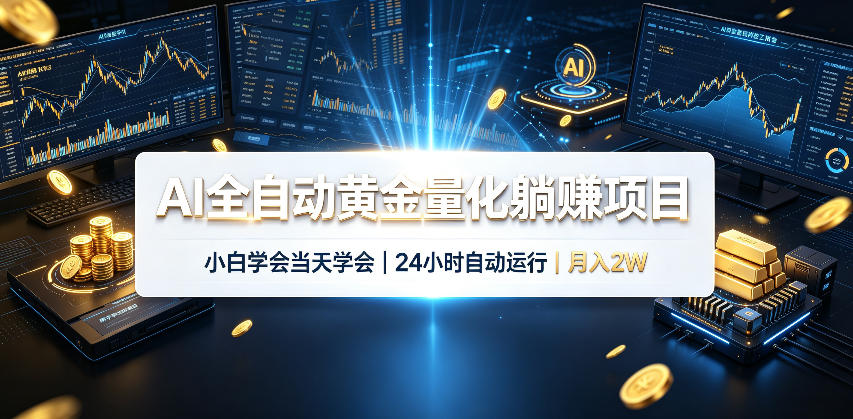 AI全自动黄金量化躺賺项目，24小时自动运行，月入2W！-87副业网 - 互联网副业项目资源分享平台