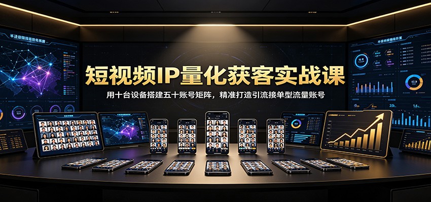 短视频IP量化获客实战课：用十台设备搭建五十账号矩阵，精准打造引流接单型流量账号-87副业网 - 互联网副业项目资源分享平台