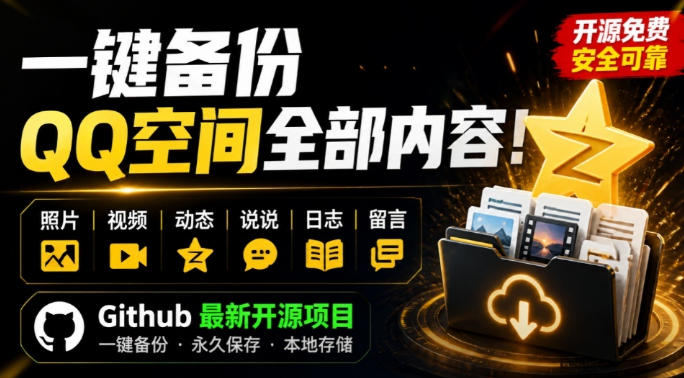 一键将你QQ空间全部内容备份下来！照片/视频/动态信息全存本地，Github最新开源项目QzoneArchive-87副业网 - 互联网副业项目资源分享平台