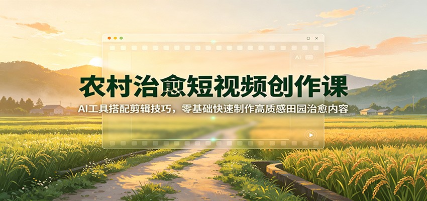 农村治愈短视频创作课：AI工具搭配剪辑技巧，零基础快速制作高质感田园治愈内容-87副业网 - 互联网副业项目资源分享平台