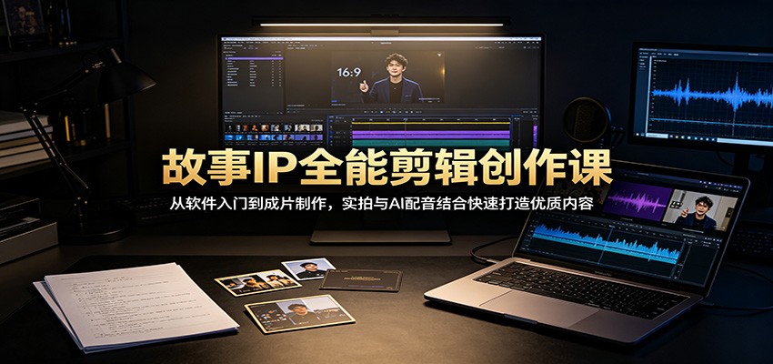 故事IP全能剪辑创作课：从软件入门到成片制作，实拍与AI配音结合快速打造优质内容-87副业网 - 互联网副业项目资源分享平台