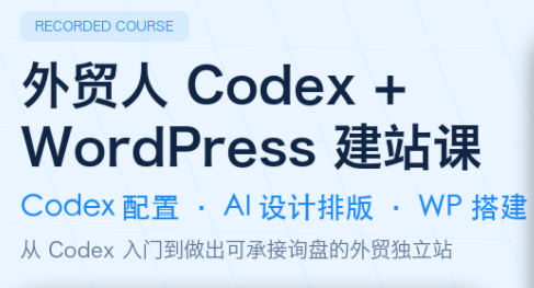 大卫·外贸人Codex + WordPress建站课(更新8月)-87副业网 - 互联网副业项目资源分享平台