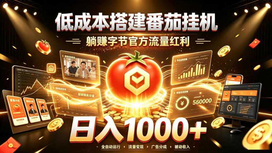 低成本搭建番茄挂G，躺賺字节官方流量红利，日入1k+，全程傻瓜式落地【揭秘】-87副业网 - 互联网副业项目资源分享平台