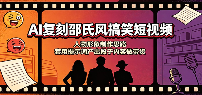 AI复刻邵氏风搞笑短视频:人物形象制作思路,套用提示词产出段子内容做带货-87副业网 - 互联网副业项目资源分享平台