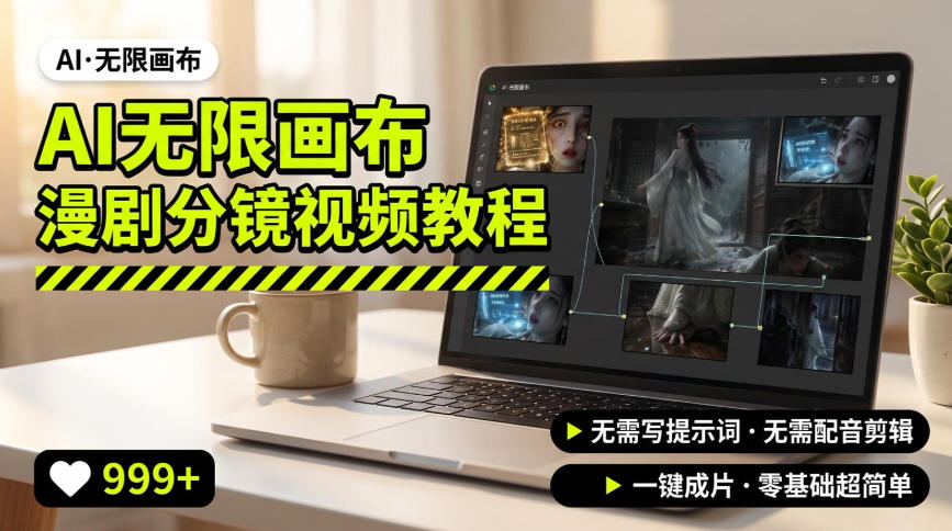 AI无限画布制作爆款漫剧分镜视频搭建教程，无需写脚本，无需制作音频，一键制作超简单-87副业网 - 互联网副业项目资源分享平台