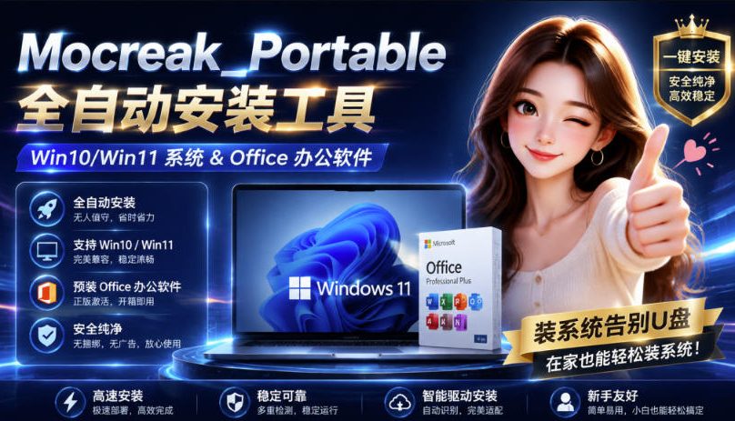 Mocreak全自动安装office和win10、win11系统，告别U盘装系统，使用安全可靠 - 87副业网