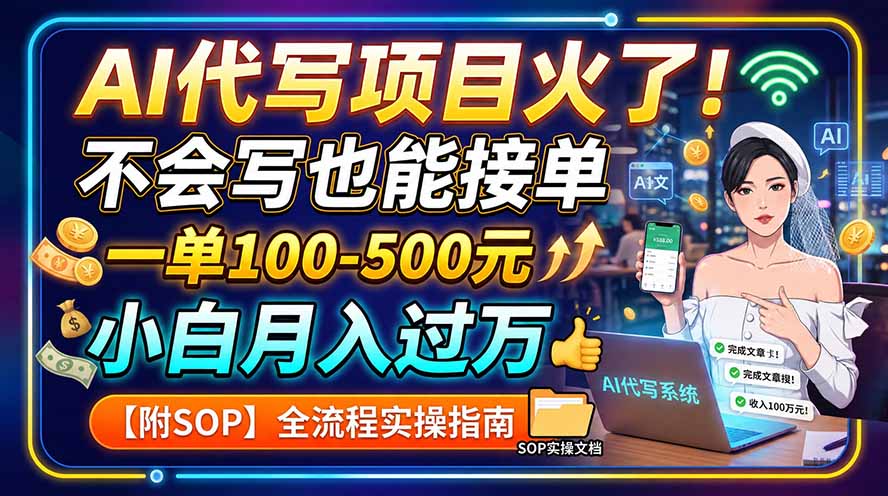AI代写项目火了！不会写也能接单，一单100-500元，小白月入过万【附SOP】 - 87副业网