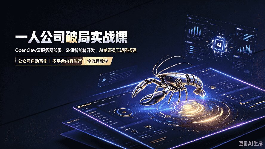 一人公司破局实战课｜OpenClaw云服务器部署、Skill智能体开发、AI龙虾员工矩阵搭建，公众号自动写作与多平台内容... - 87副业网