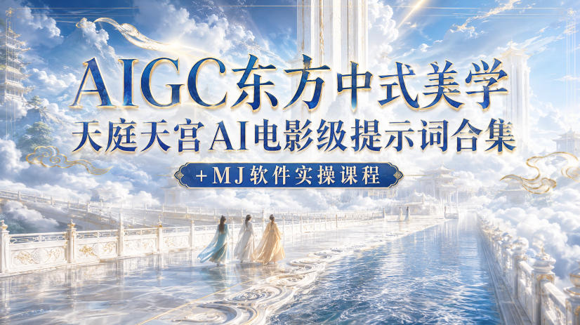 AIGC东方中式美学天庭天宫AI电影级提示词合集+MJ软件实操课程 - 87副业网