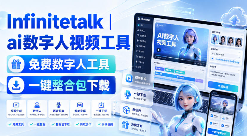 Infinitetalk丨ai数字人视频工具，免费数字人工具，一键整合包下载-87副业网 - 互联网副业项目资源分享平台