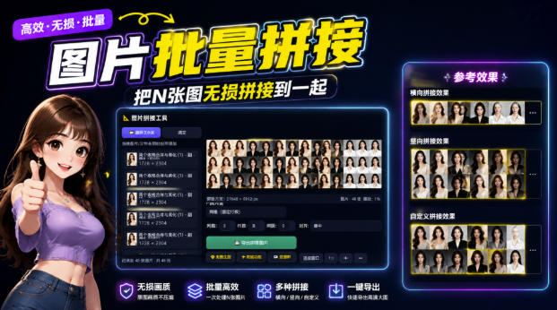 图片批量拼接，把N张图无损拼接到一起，支持横向、竖向、自定义等功能-87副业网 - 互联网副业项目资源分享平台