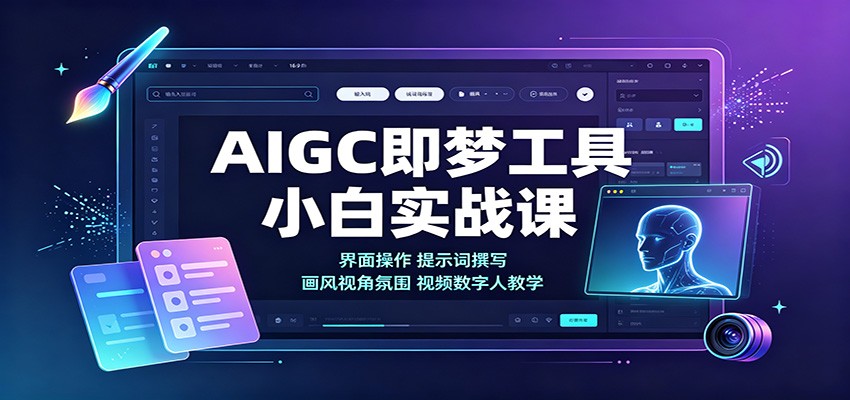 AIGC即梦工具小白实战课：界面操作，提示词撰写，画风视角氛围视频数字人教学 - 87副业网